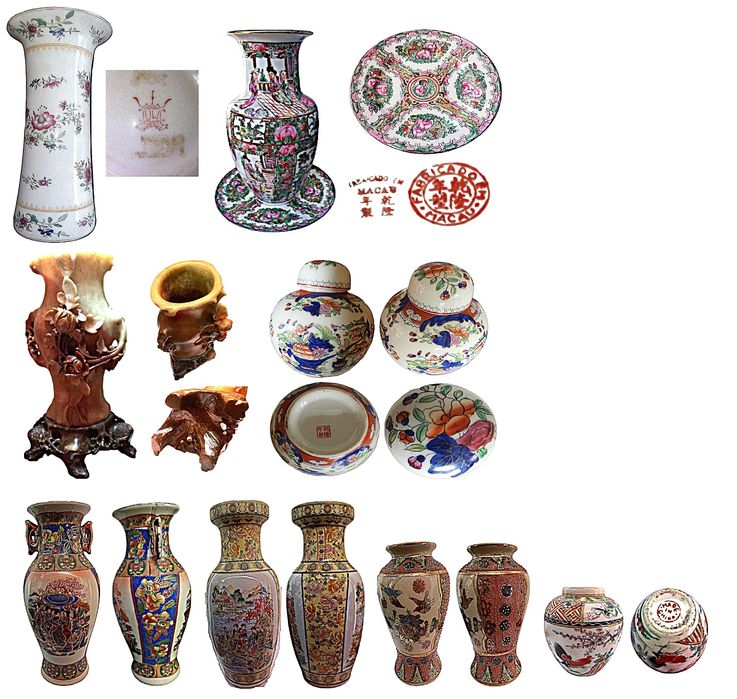 8 Vasos Antigos em Porcelana da China