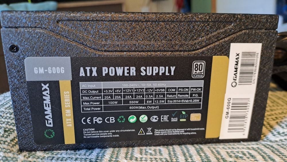 Блок живлення модульний 80plus Platinum Gamemax GM-600G  600W