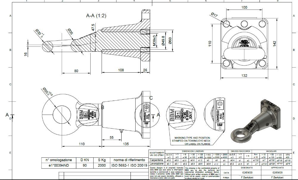 Oczko ucho dyszla 20 Ton pod tandem piton