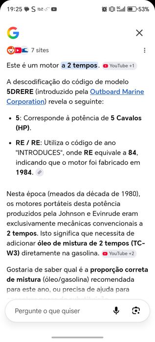 Motor de barco evinrude 5 hp
