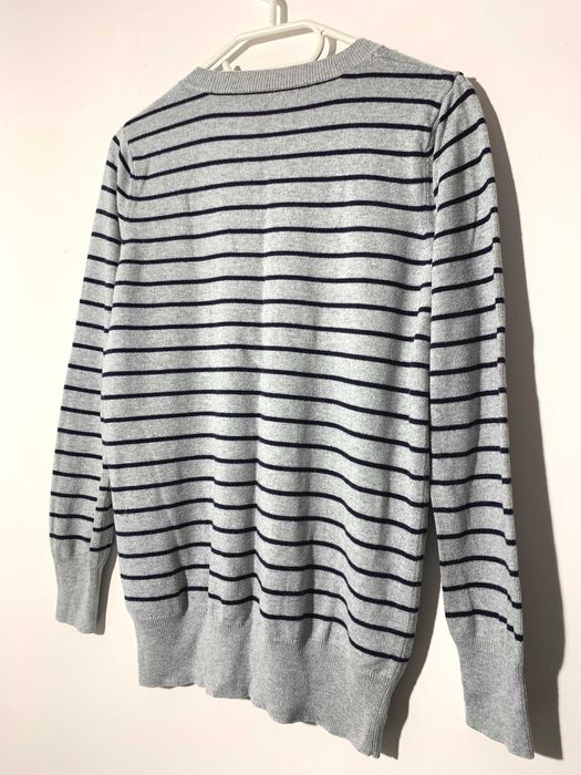 Oasis cienki sweter bluzka w paski kokarda M bawełna wiskoza szary