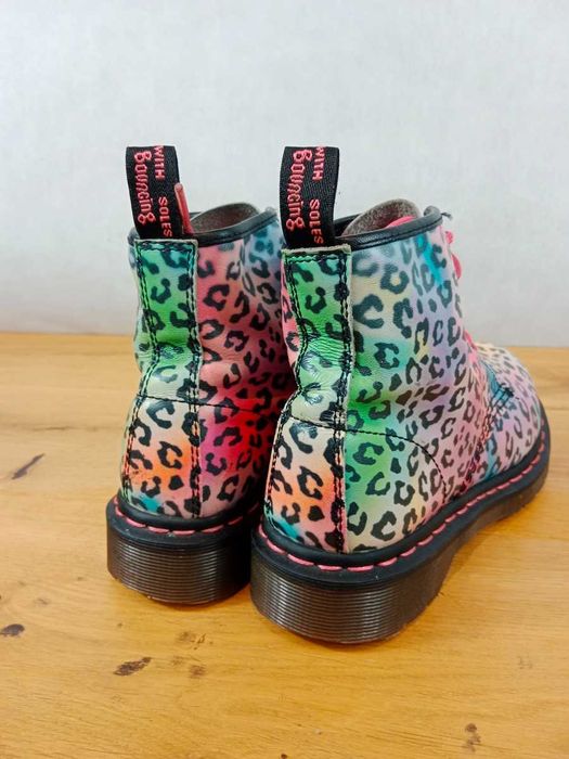 Dr Martens Rainbow Leopard 101, skóra naturalna, glany damskie, rozmiar 37