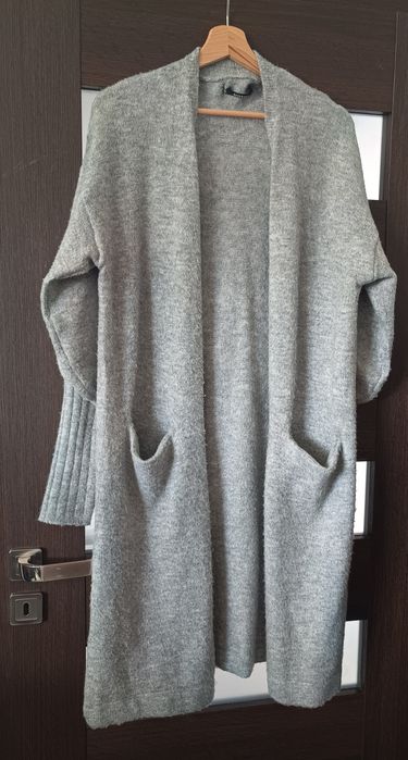 Długi szary swetr Reserved XL 42 kardigan