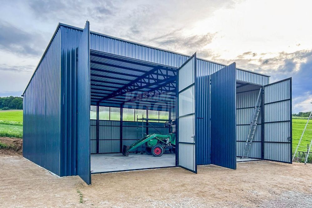 Hala Garaż Blaszany 12-6m 2x Bramy dwuskrzydłowe Antracyt   GP417