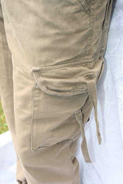 spodnie khaki bure bojówki Quiosque S roz 36 obniżony stan +kosmetyczk