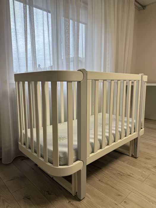 Дитяче ліжечко Верес з маятником детская кроватка Верес біло-сірий