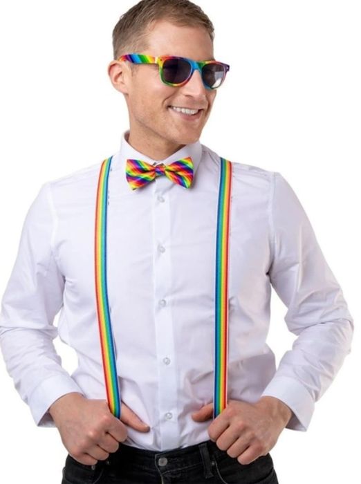 Cool 2 party szelki + mucha kolorowe tęczowe