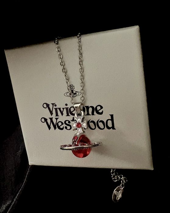 naszyjnik Vivienne Westwood czerwony Orb Collar saturn Nana srebrny