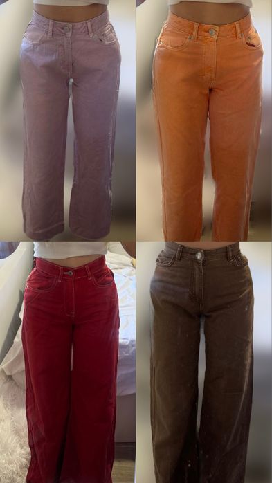 Conjunto 4 calças coloridas pull&bear lilás,laranja,vermelho, castanho