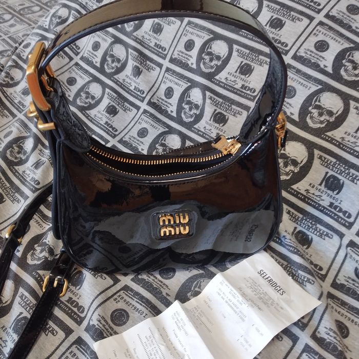 Сумка MIU MIU Patent Mini Hobo Black с чеком  ОРИГИНАЛ