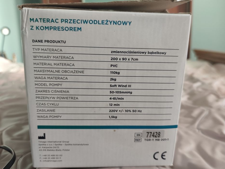 Materac przeciwodleżynowy z kompresorem