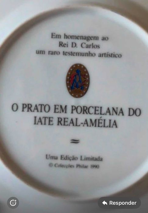 Prato Iate Real-Amélia – Coleções Philae – Edição Limitada