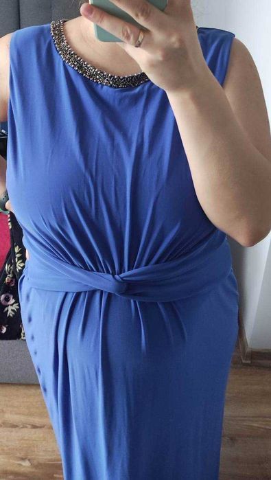 Elegancka suknia sukienka święta sesja wesele ciążowa maskująca plus s