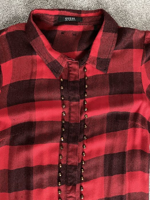 Guess xs, sukienka czerwona krata