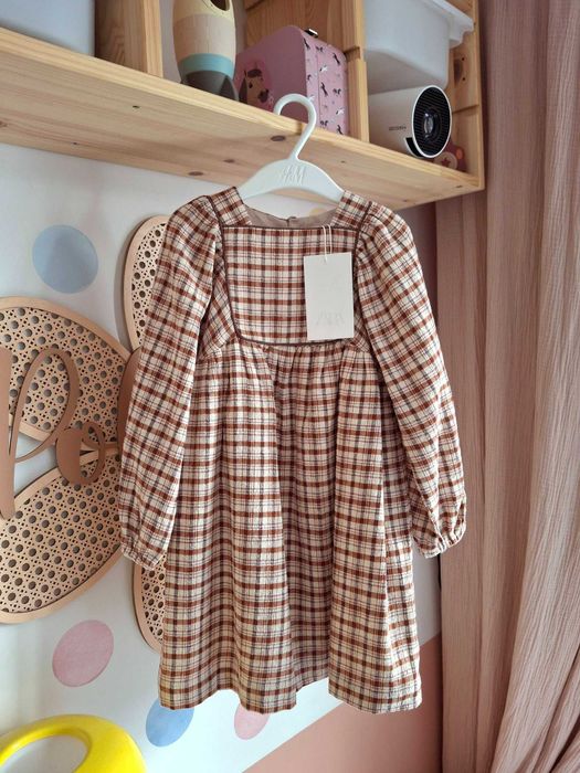 Zara sukienka boho w kratkę 110