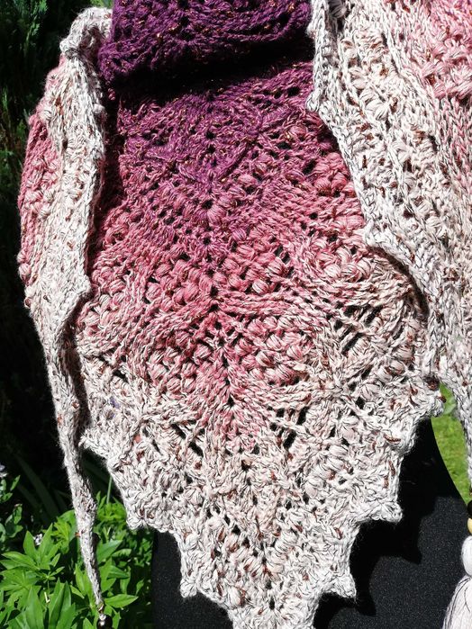 Chusta szydełkowa 50% merino rękodzieło