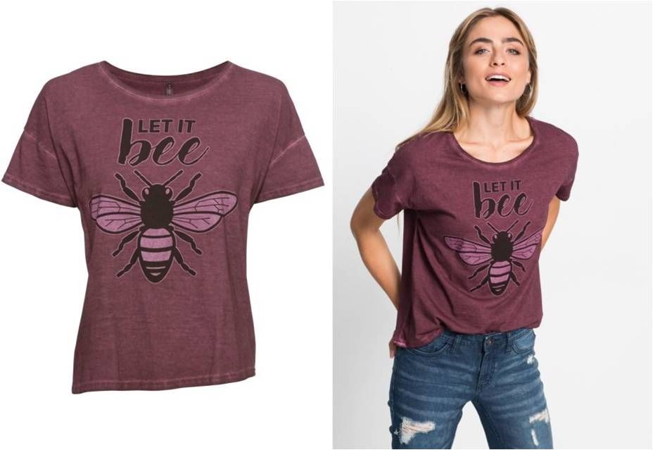 BONPRIX,bluzka z nadrukiem LET IT BEE 44/46