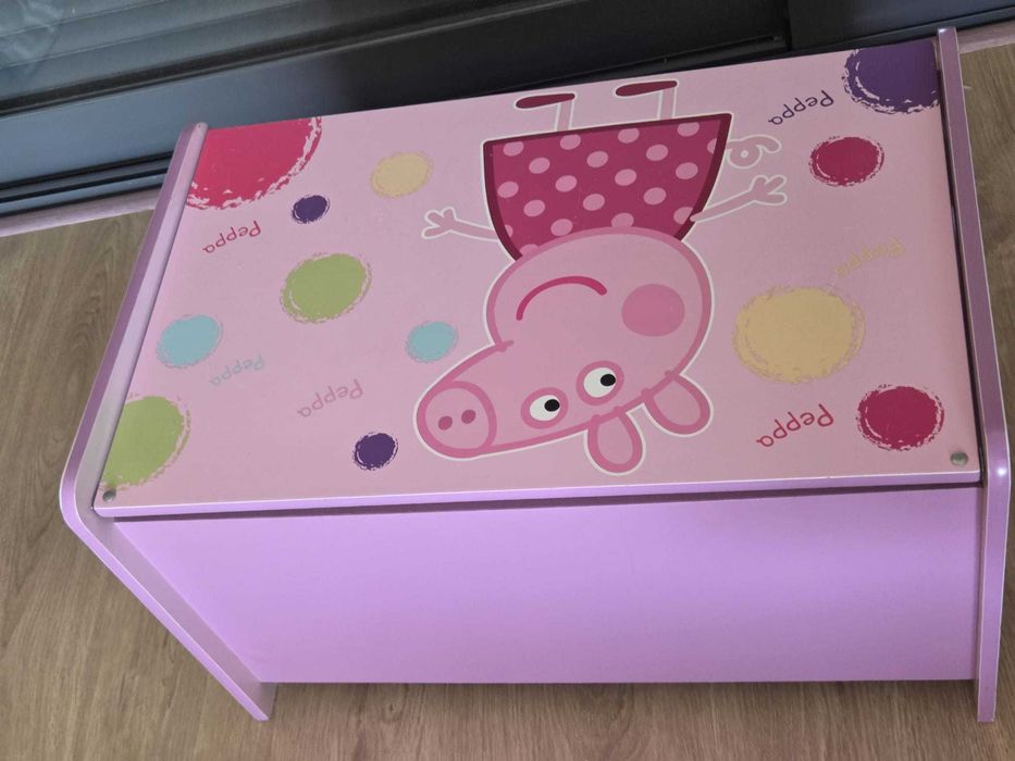 Bau de madeira rosa Peppa Pig
