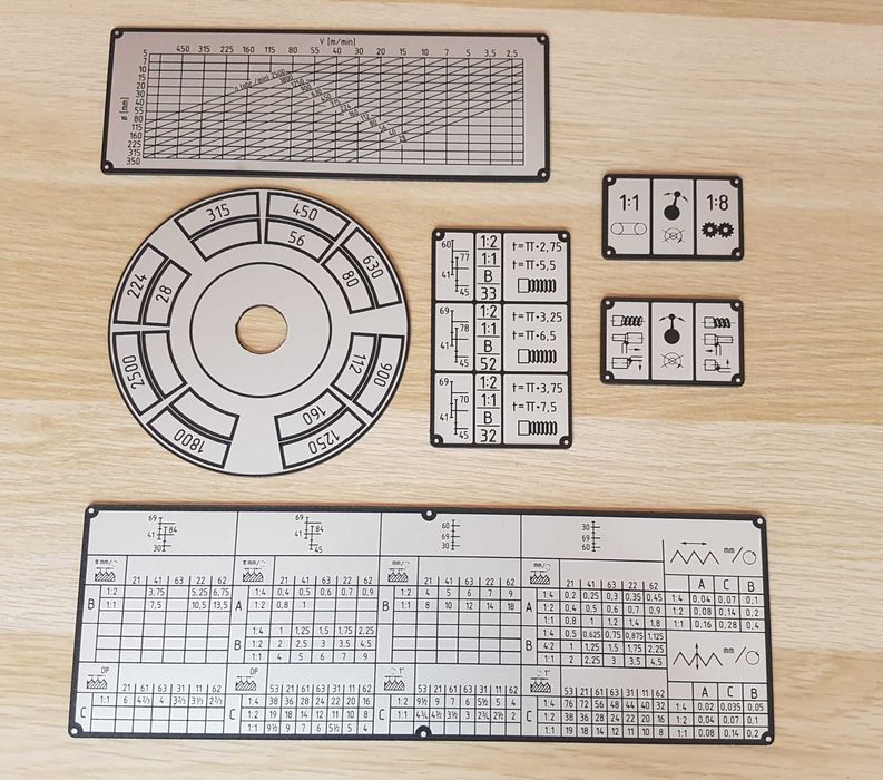 Tokarka TUM-35 Tabliczka Tabliczki Tabela Gwintów
