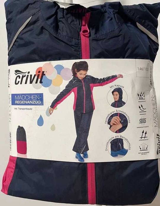 Komplety przeciwdeszczowe dla dziewczynek Crivit Size 146/152