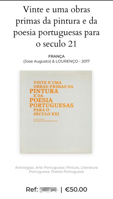Livro Vinte e uma obras primas da pintura e poesia p/séc XXI