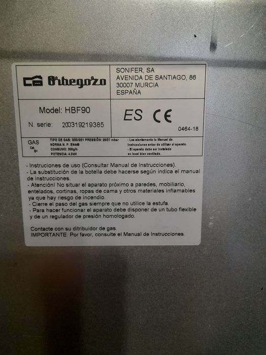 Газовый обогреватель ORBEGOZO HBF 90