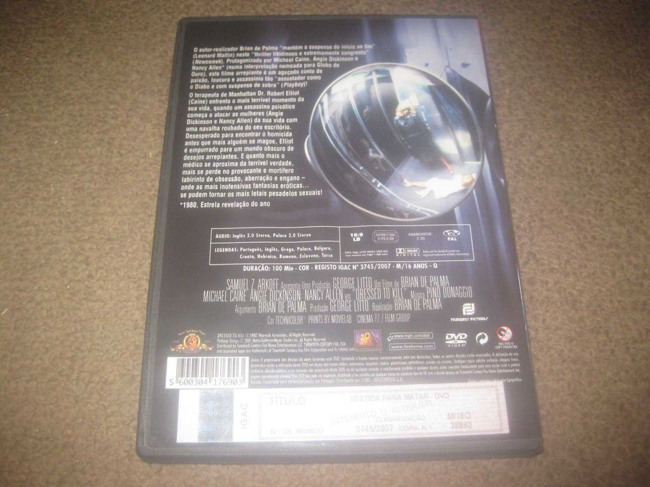 DVD "Vestida para Matar" com Michael Caine