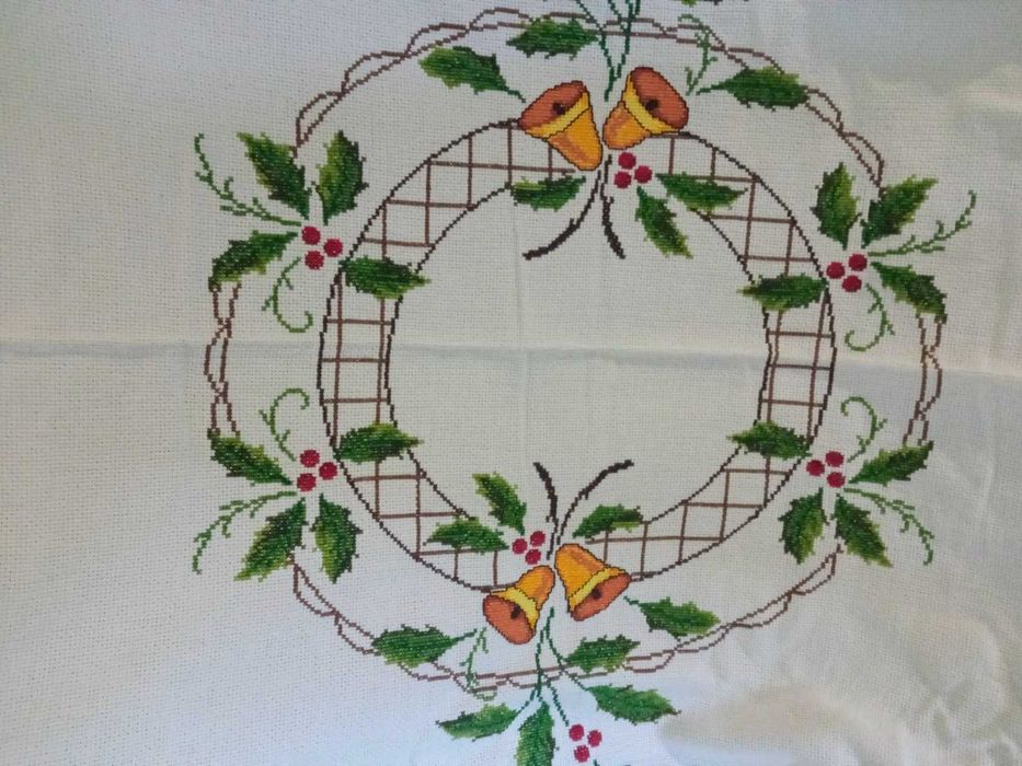 Toalha de Natal- Bordado ponto cruz