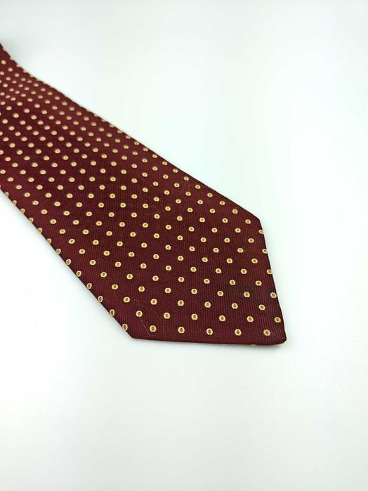 Ermenegildo Zegna bordowy jedwabny krawat w groszki wrz126