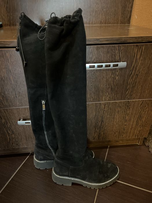 Чоботи високі замшеві