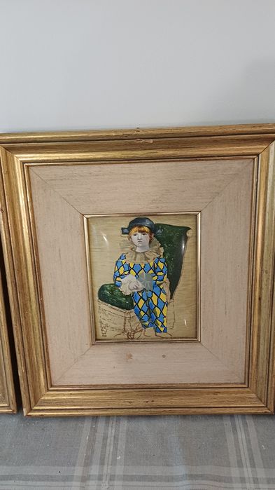 3 quadros réplica em porcelana esmaltada de uma obra de Renoir