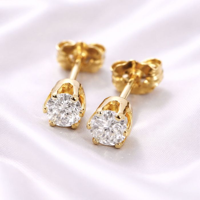 Złote kolczyki z brylantami 0.36ct VS żółte złoto 14K