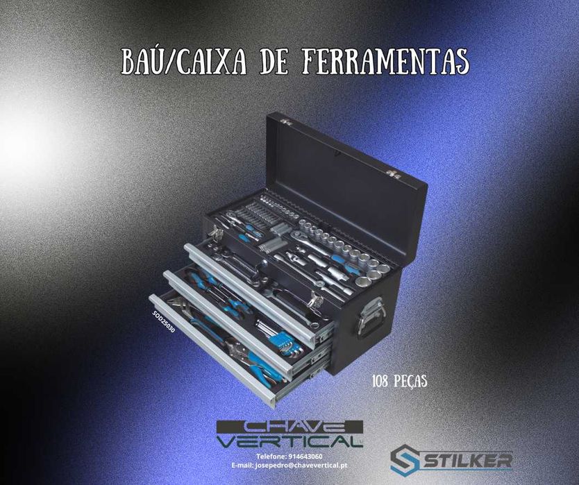 Baú/Caixa de Ferramentas com 4 Gavetas 108 Peças STILKER   JR19
