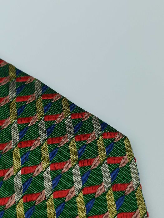 Missoni zielony jedwabny krawat w kratkę mis10