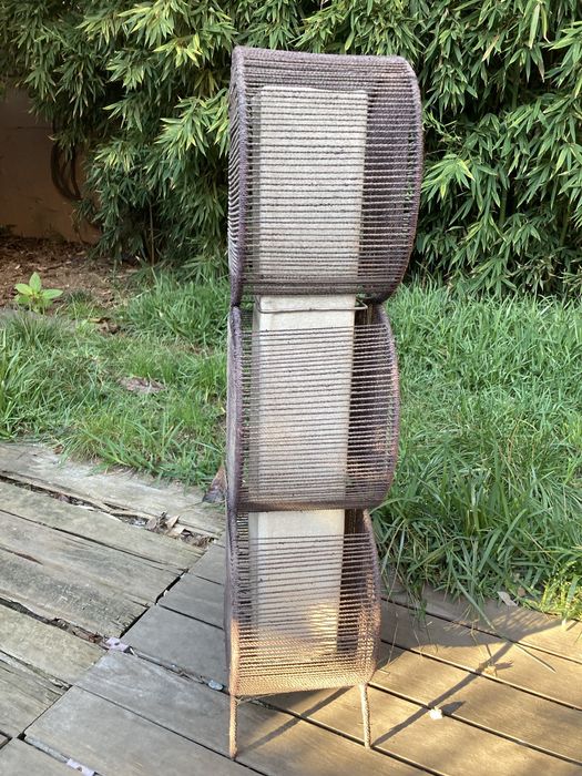 Candeeiro de cordão, com interior em tecido de 2 lampadas