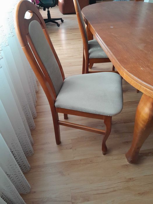 Stól drewniany duzy, 6 krzesel