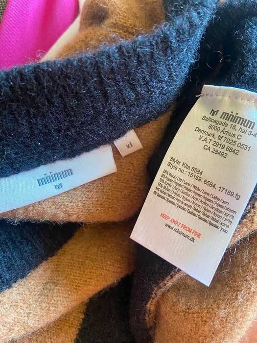 Minimum paski sweter oversize luzny xl 42 44 +size welna moher wool wiosna