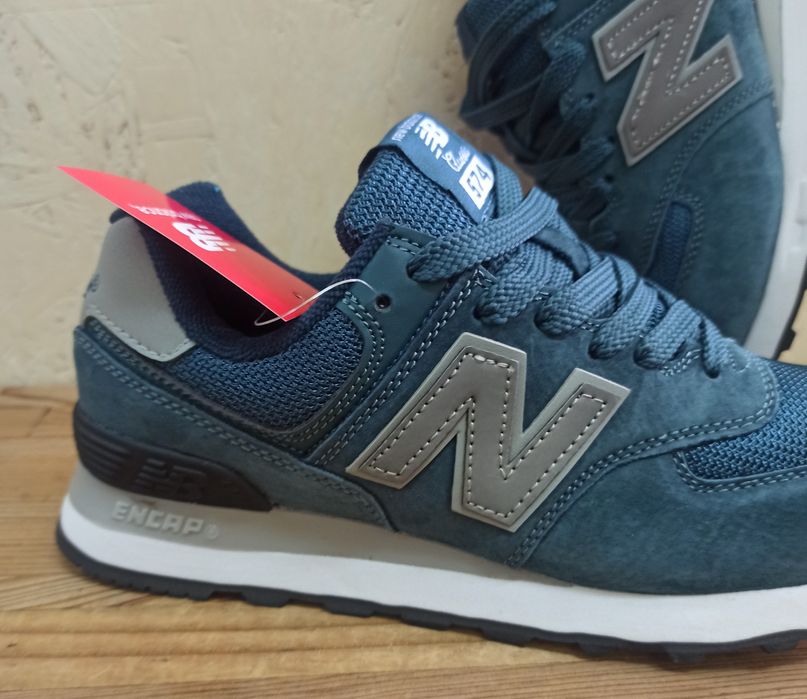 New Balance 574 кроссовки женские синие натуральная замша