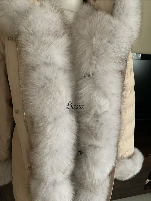 Parka puchowa z lisem naturalnym
