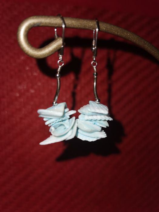 Kolczyki z muszelkami, niebieskie