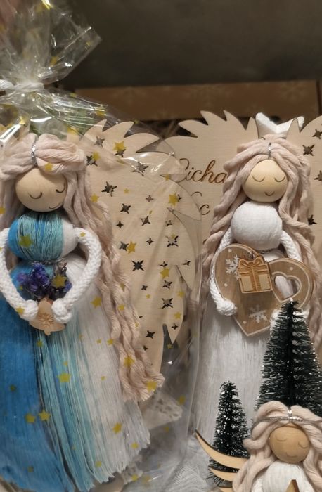 Anioły stojące Bożonarodzeniowe  makramowe ok 30cm