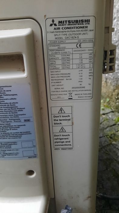 Ar condicionado Mitsubishi 18 mil BTUS, a funcionar perfeitamente