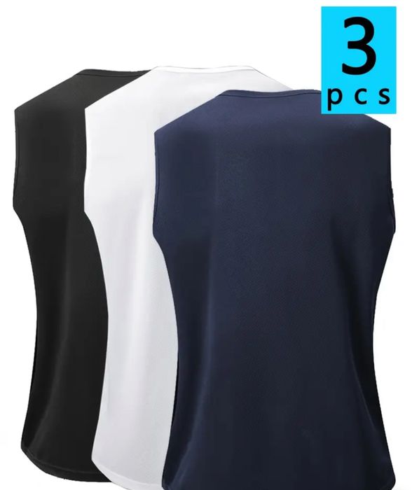 Zestaw 3 Sztuk Męskich Sportowych Podkoszulek Bezrękawniki rozmiar L