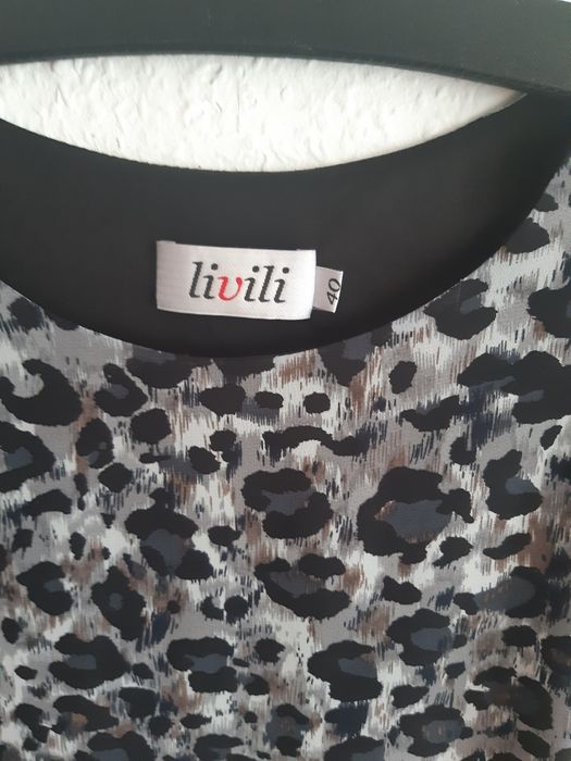 Nowa elegancka szara sukienka  L 40 panterka cętki midi