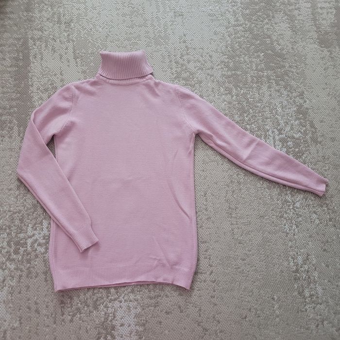 Golf ciepły sweter golfik pudrowy