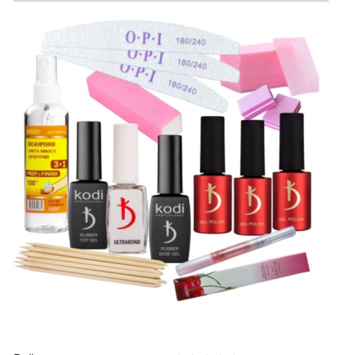 Набір для манікюру з гель лаком Kodi та допоміжні матеріали
