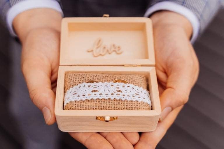 Pudełko na obrączki ślubne, rustykalne boho