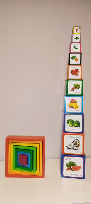 Kostki cubes drewniane kwadraty układanki dla dzieci malucha