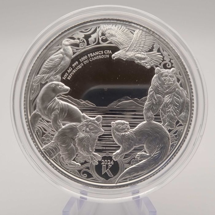 Видра 2024 Камерун 1000 франків / 1 унція срібло Ag 999 Пруф-лайк