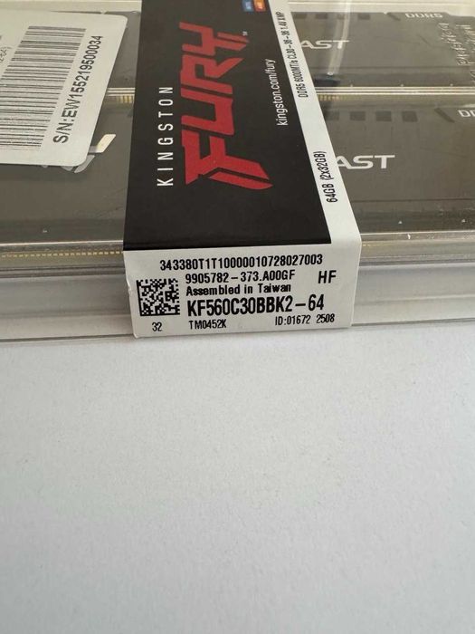 НОВА Kingston FURY 64 GB (2x32GB) DDR5 6000 MHz Beast CL-30